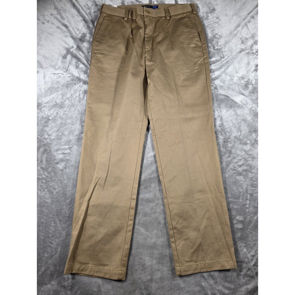 NWT IZOD American Chino Pants 32x32‎ Cotton English Khaki Flat Front Non Iron